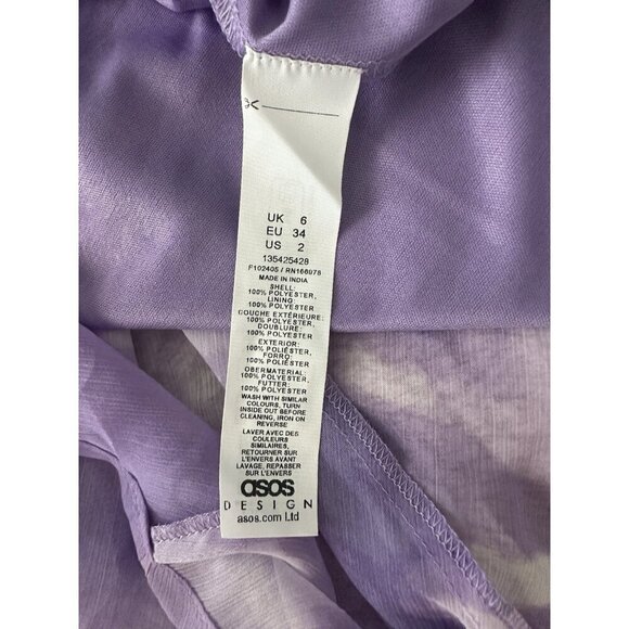 ASOS DESIGN Petite chiffon scoop neck midi slip dress purple tie dye print 2 New - Picture 9 of 16